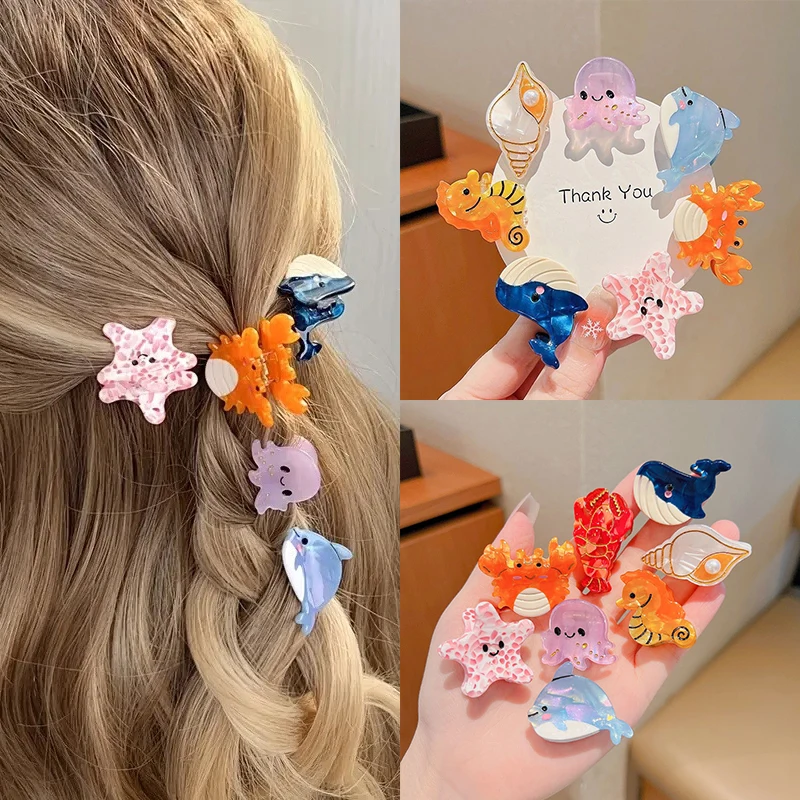 

Creative Marine Organism Hairpins Interesting Cute Cartoon Small Hair Clip Starfish Jellyfish Mini Hair Accessories