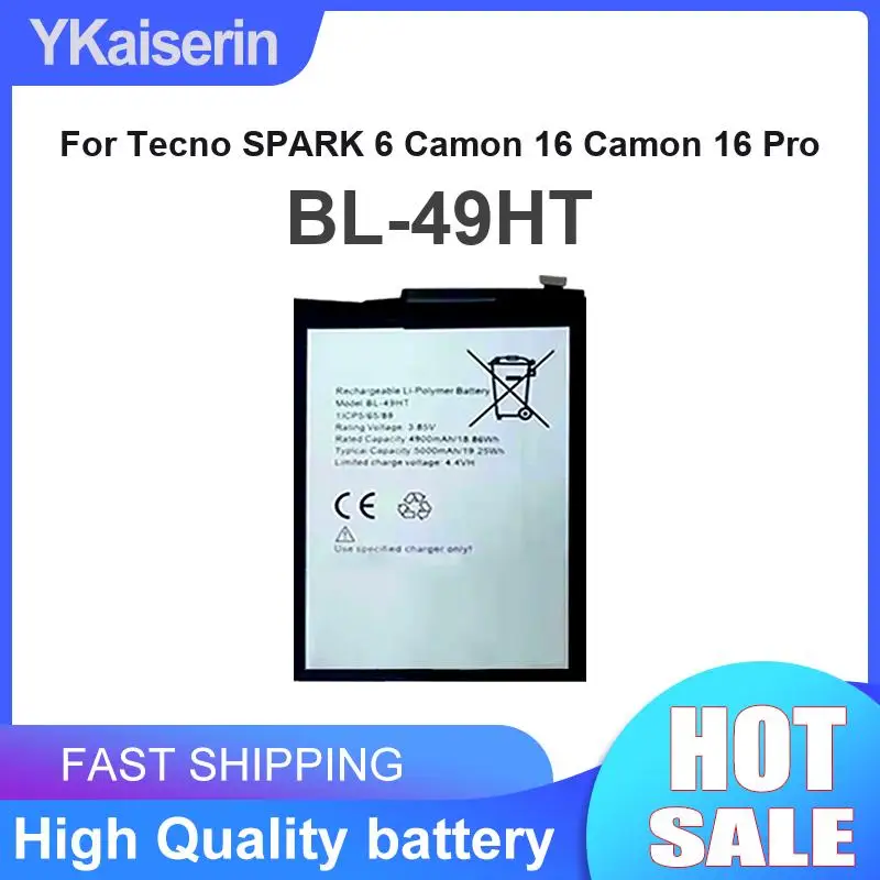 BL-49HT 5000mAh For Tecno Spark 6 Camon 16 Camon 16 Pro Mobile Phone Battery Premium Replacement