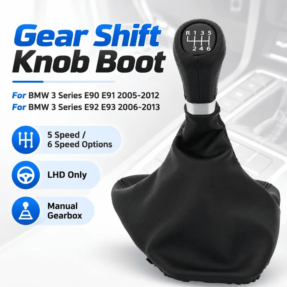 Gear Shift Knob Boot For BMW 3 Series E90 E91 2005-2012 E92 E93 2006-2013 LHD Manual Gearbox Shifter Cover Cabin Replacement Kit