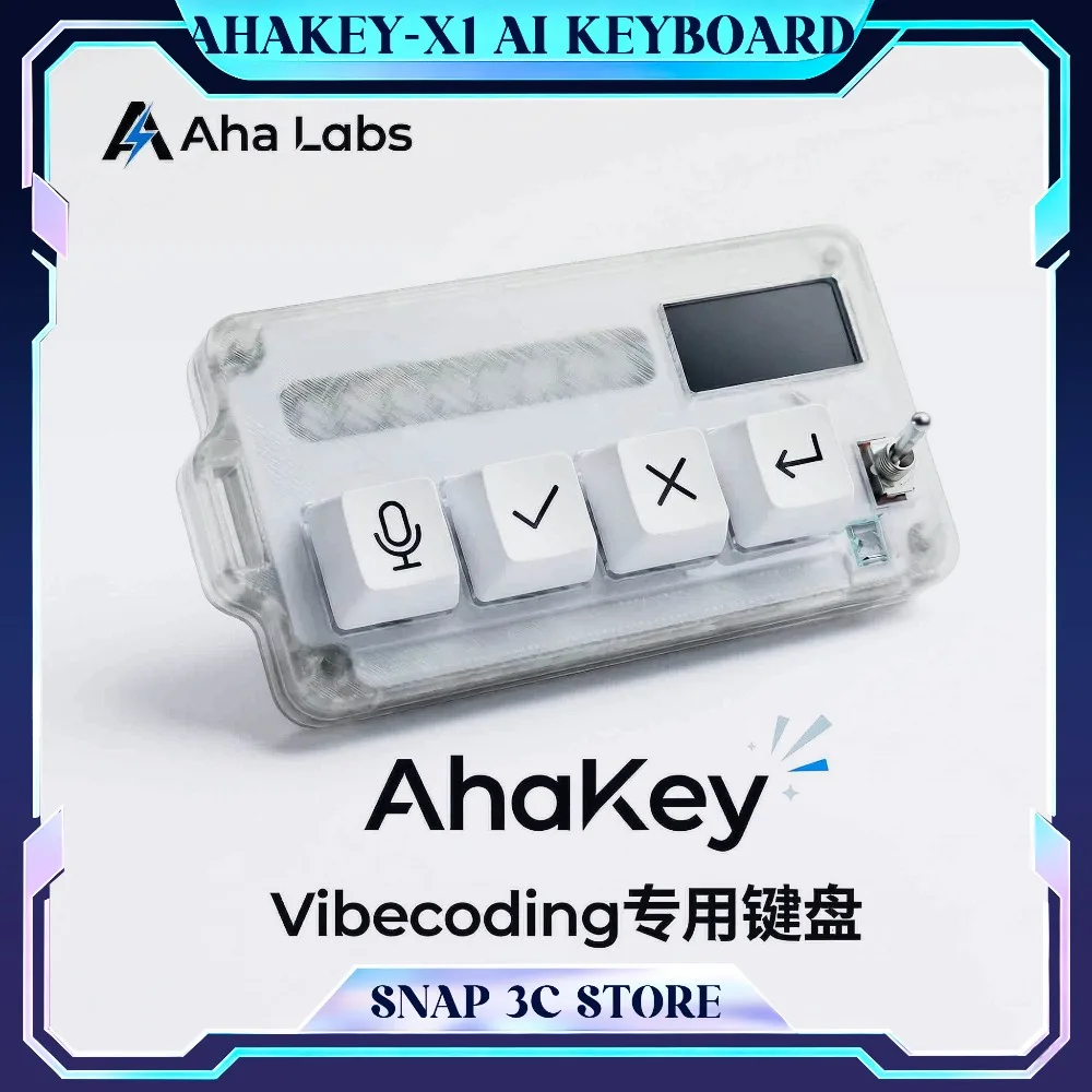 AhaKey Bluetooth Voice Input Keyboard for Claude AI Codex Vibe Coding DIY Wireless Macro Pad Programmable Shortcut Keypad
