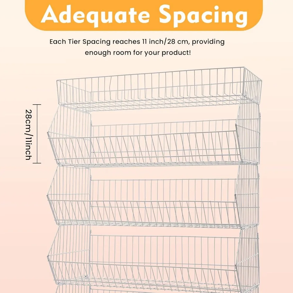 Retail Display Rack 5-Tier Market Merchandise Display Shelf Fruit Storage Shelf Vegetable Snack Basket Retail Store Supplies wit