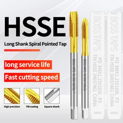 BOSS TAPS HSSE-M35 JIS Standard Long Shank 80 100 120 150 MM Spiral Pointed Tap M2 M3 M4 M5 M6 M8 M10 Machine Screw Thread Taps