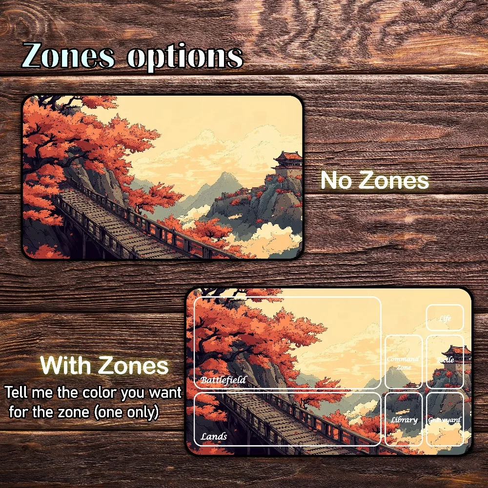 Autumn Red Maple Mountain Temple Large Gaming Desk Mat Oriental Anime Landscape Premium Non Slip Rubber TCG Playmat Gift