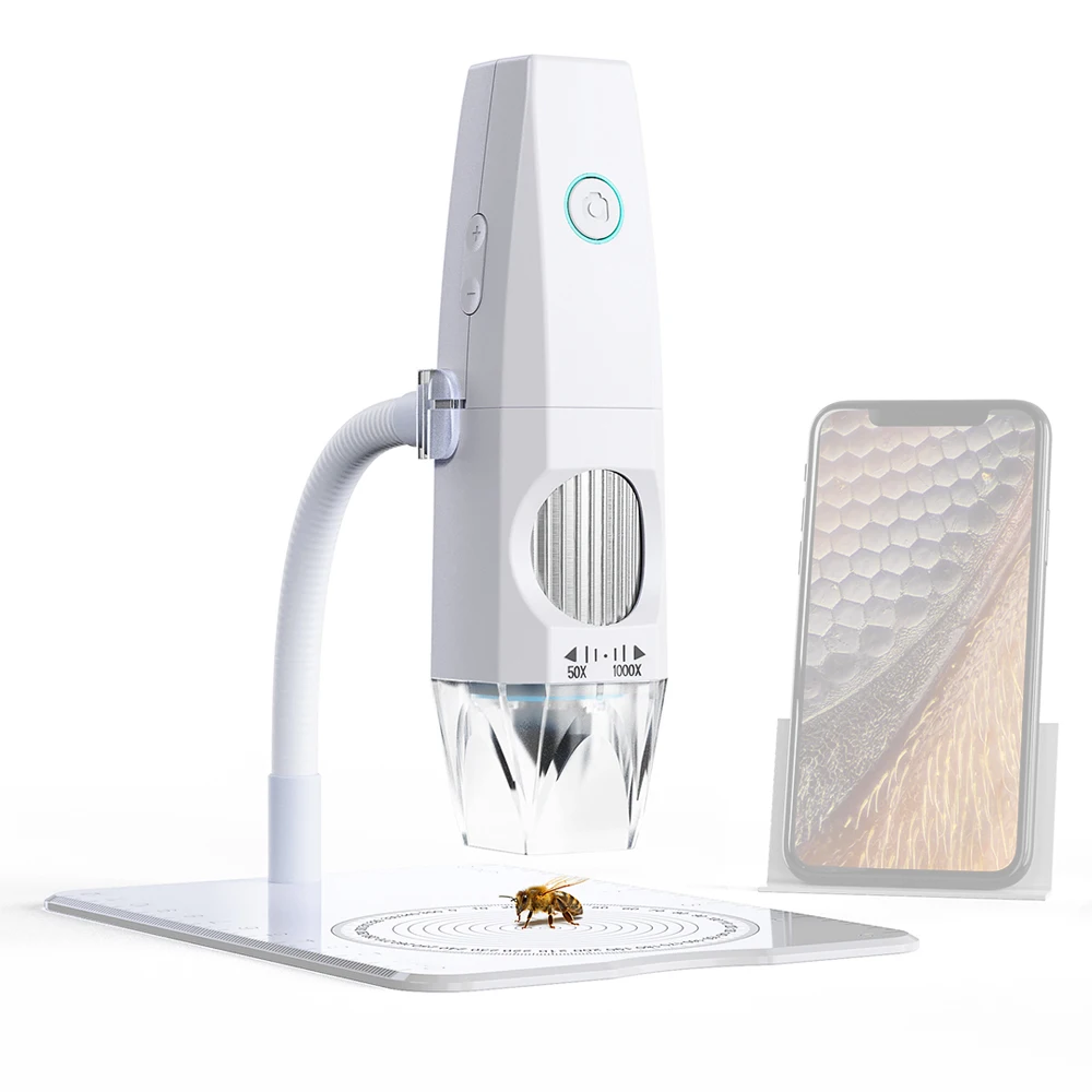 

Цифровой Wi-Fi микроскоп 1000X 2 МП 1080P с подключением к телефону/ПК, фото- и видеосъемка, 8 светодиодов, портативный электронный микроскоп