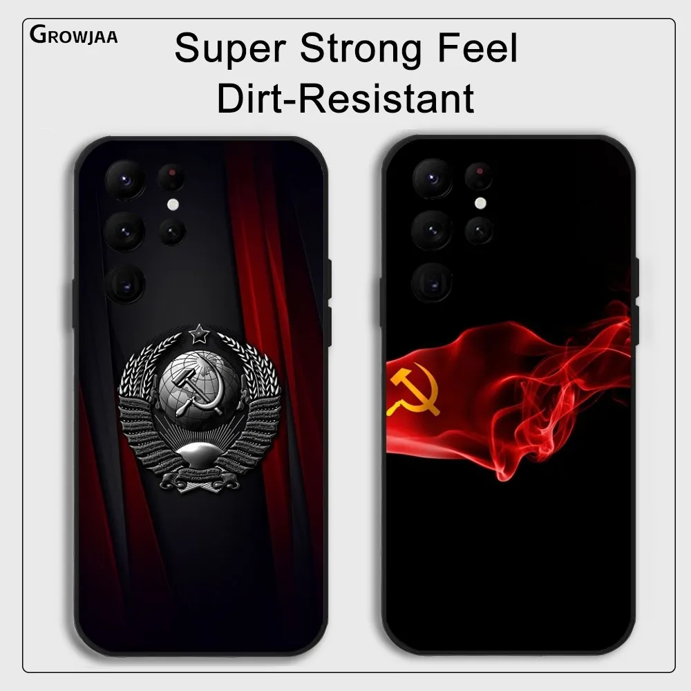 R-Russia S-Soviet Flag Phone Case For Samsung Galaxy S25 S24 S22 S23 Ultra S21 S20 Plus 5G Protective Silicone Funda