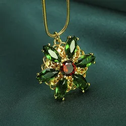 Valily Anastasia NecklaceTogether In Paris Emerald Stone Flower Necklace Lost Princess Inspired Pendant Necklace for Women