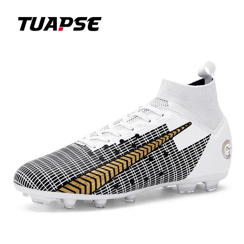 TUAPSE Men's Soccer Shoes FG Comfortable Breathable Trend Anti-Skid Cushioning Training Youth Adult Professional Size 31-48