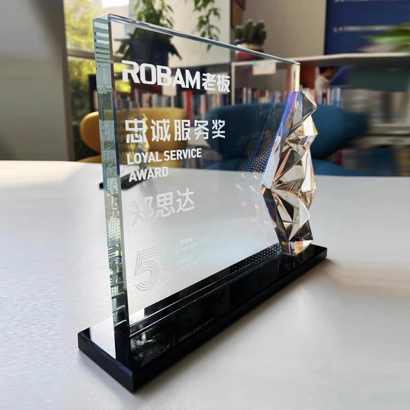 Customized Colored Glaze Crystal Trophy, Competition Award Annual Meeting Souvenir, Outstanding Staff Medal Home Decoration, 1Pc