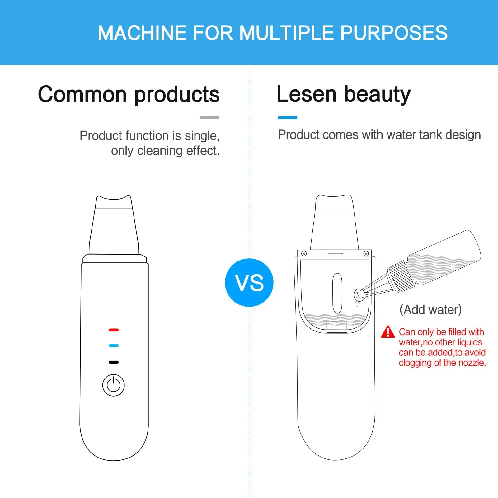 2Generation Professional Ultrasonic Facial Skin Scrubber Ion Deep Face Cleaning Peeling Shovel Exfoliating With Water Tank lesen