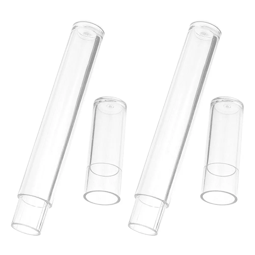 

2pcs Tweezers Storage Round Box Clear Plastic Screw Caps Portable Cylindrical Design Travel Vial Containers Bead Tubes Storage