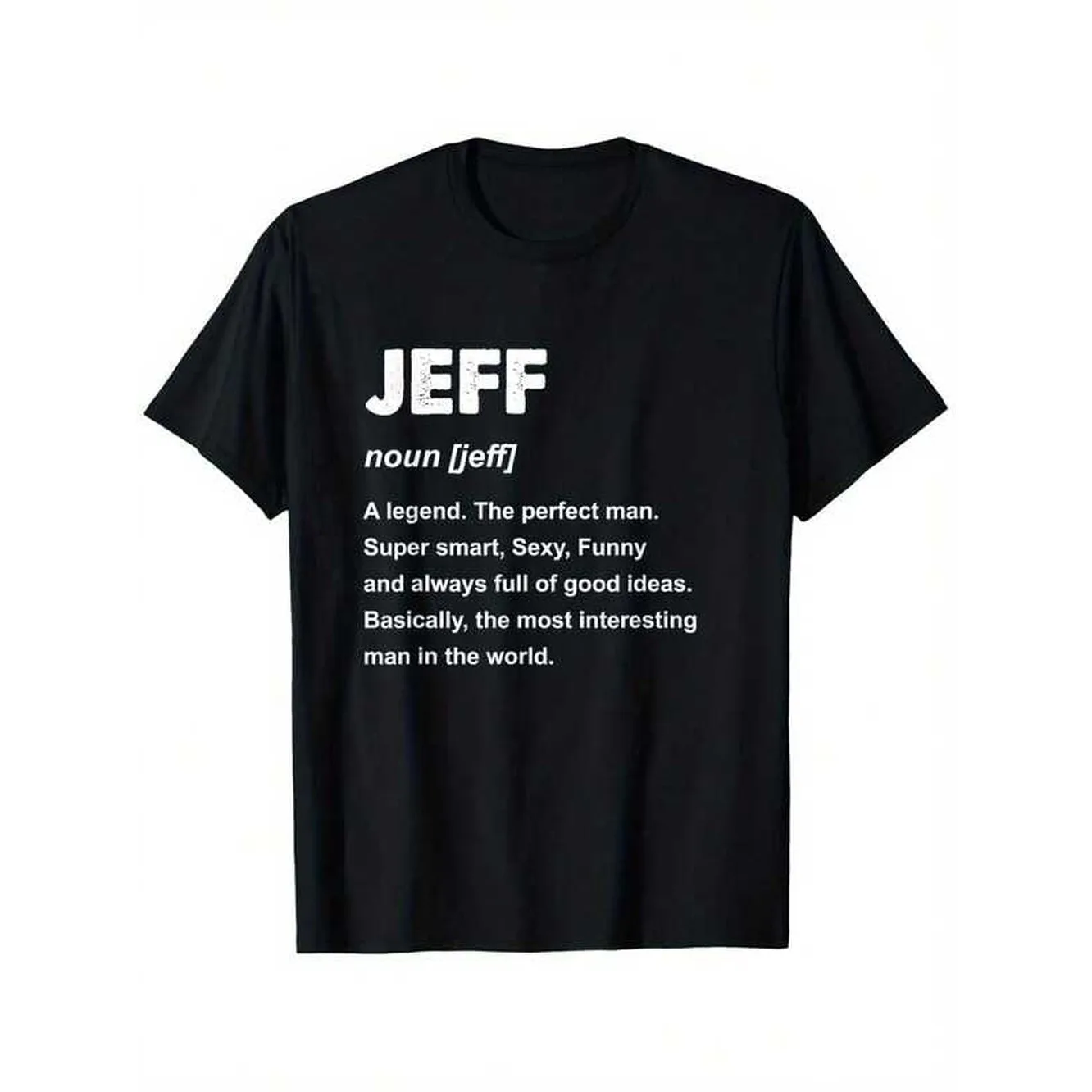 Jeff Name T-Shirt Suitable For Unisex Personality Casual Round Neck Outdoor Short-Sleeved T-Shirt Slightly Elastic Cotton