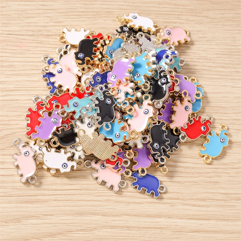 

10pcs 23x12mm Cartoon Enamel Animal Elephant Charms Connectors for Jewelry Making DIY Bracelets Necklaces Handmade Crafts Supply