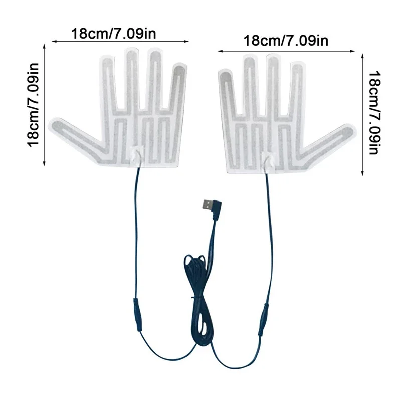 Almohadilla de guantes calentados por USB, guantes cálidos de cinco dedos para invierno, almohadilla calefactora, película calefactora eléctrica, hoja calefactora para esquiar y ciclismo