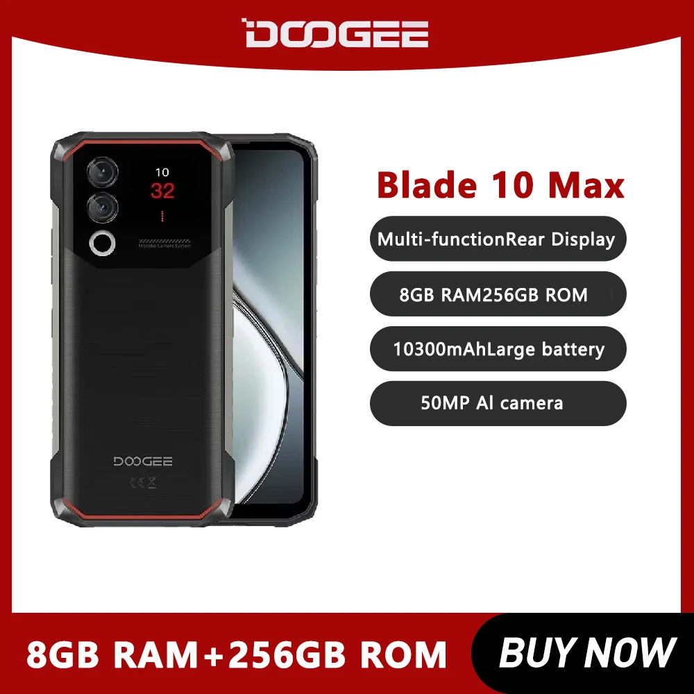 DOOGEE Blade10 Max Rugged Smartphone Android 14 Spreadtrum T606 6.56" 8GB+256GB Mobile Phone 10300mAh 50MP 4G Cellphone NFC