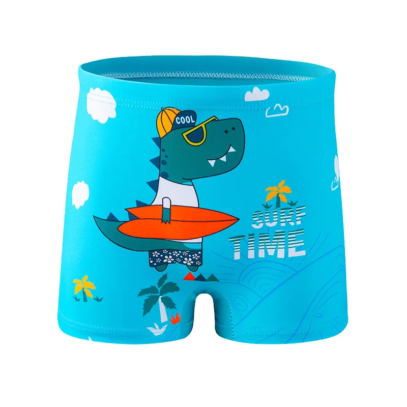 New Children\'s Swimming Trunks Boys Middle and Small Children Multicoloured Cartoon Animal Flat Swimming Trunks Beach Trousers