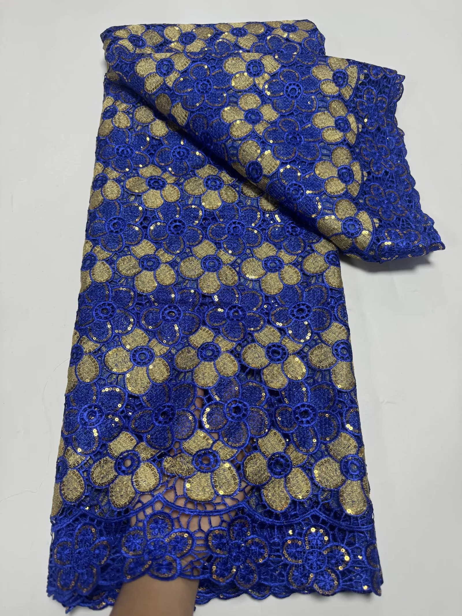 

High-End Guipure Tulle Lace Fabric with Stones for Wedding Dresses Nigerian Latest African France Style for Brides And Parties