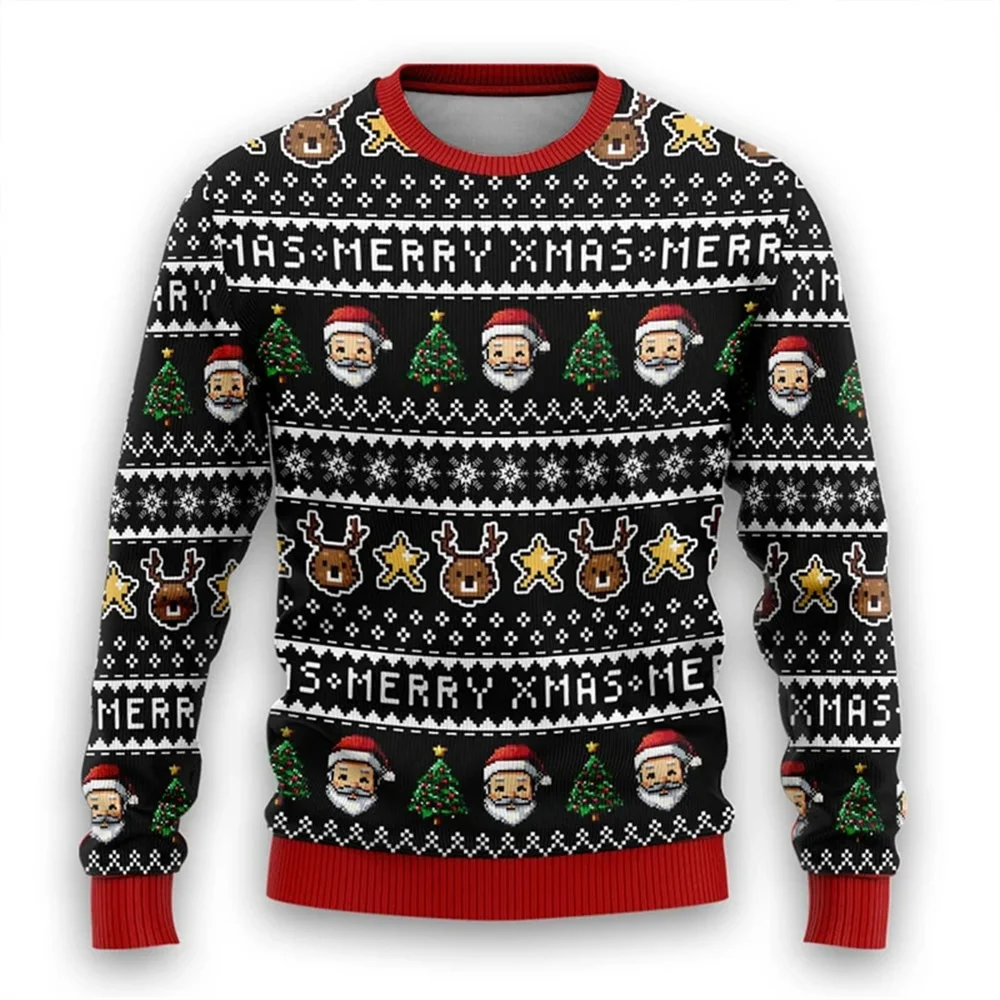 

2025 Merry Christmas 3D Printed Sweatshirt Cute Santa Graphic Boy Ugly Christmas Sweater Stylish New sweater Men's Clothes (avai