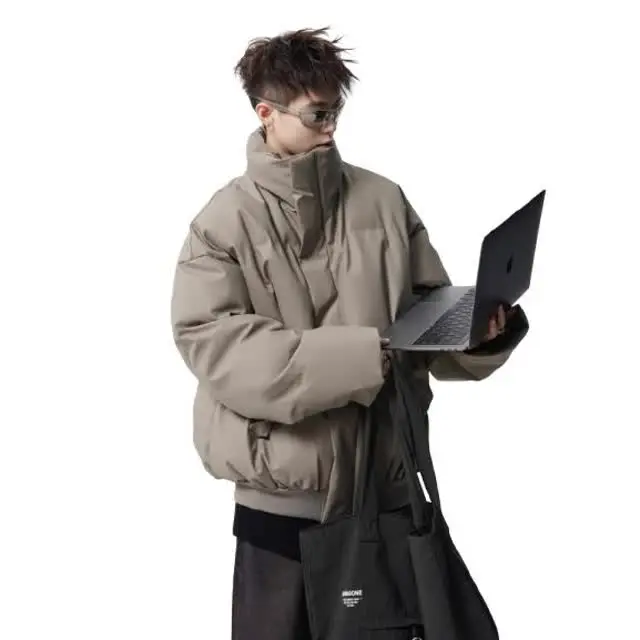 

Модная брендовая мужская зимняя куртка из искусственной кожи с хлопковой подкладкой, теплая, с воротником-стойкой, в американском стиле, парная модель для влюбленных