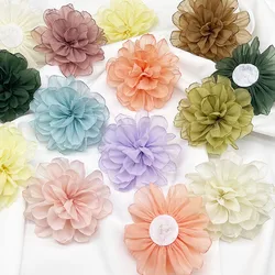 5Pcs 10CM Handmade Chiffon Fabric Rose Flowers Silk Flower For DIY Hair Accessories Wedding Dress Neacklace Brooches Decoration