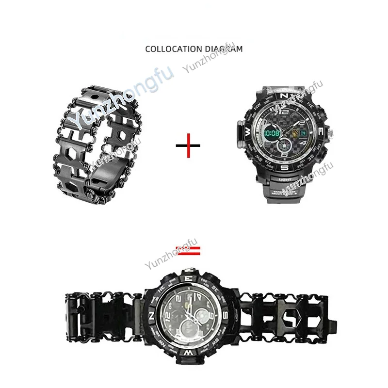 Imagem -04 - Pulseira de Couro Multi Ferramenta Masculina Equipamento Selvagem ao ar Livre Acessórios de Sobrevivência