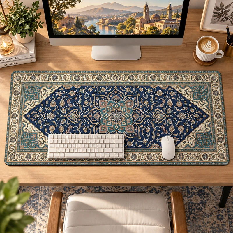 Mouse Pad Vintage Blue Persian Rug Gaming XL New Mousepad XXL keyboard pad Soft Office Non-Slip Office Accessories Table Mat