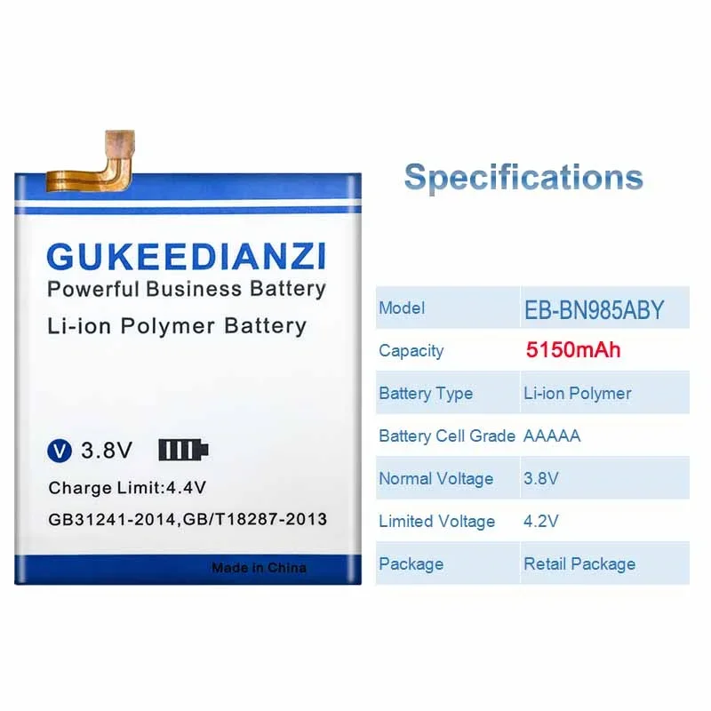 High Capacity GUKEEDIANZI Replacement Battery EB-BN985ABY 5150mAh for Samsung NOTE 20 Ultra note20 ultra 20Ultra