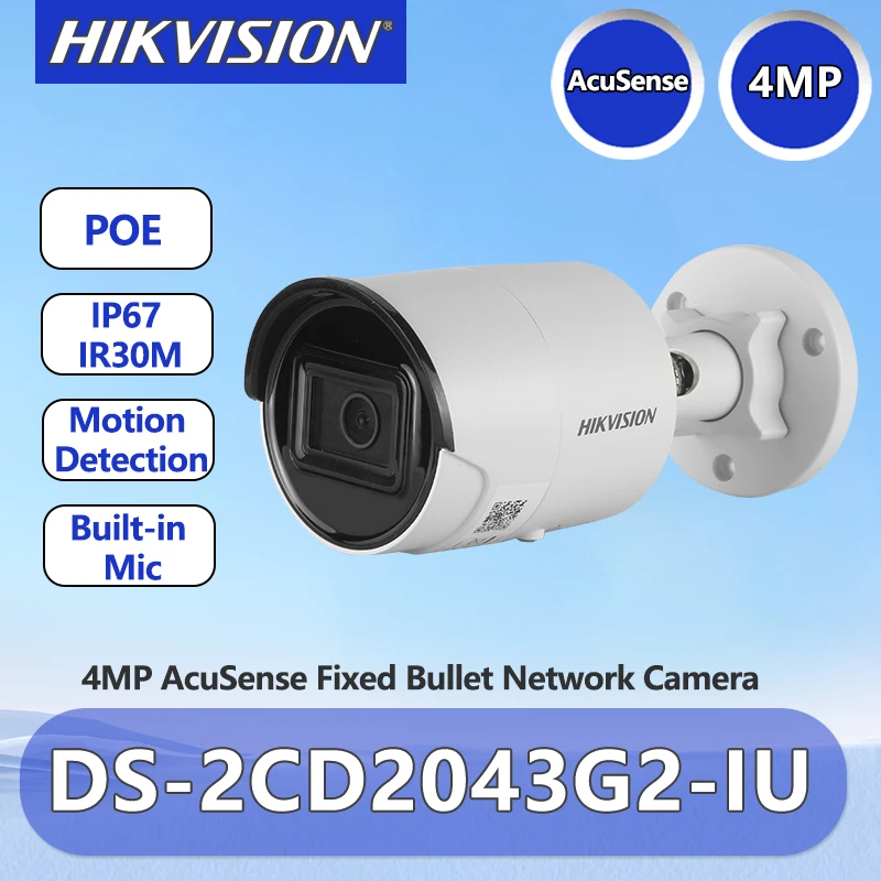 

Hikvision DS-2CD2043G2-IU 4-мегапиксельная цилиндрическая IP-камера с поддержкой AcuSense, камера видеонаблюдения с распознаванием лица и движения, встроенный микрофон IR 40m