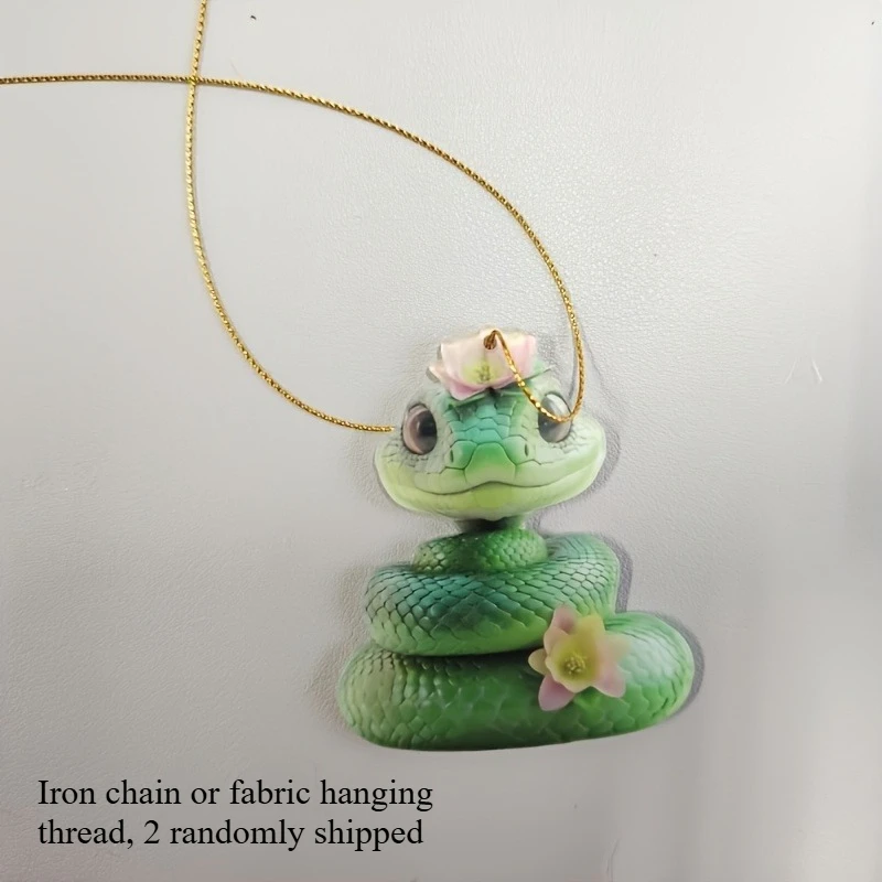 Abalorio acrílico para coche con diseño de serpiente, espejo retrovisor 2D y colgante de llavero, decoración del hogar, accesorio elegante para el interior del vehículo