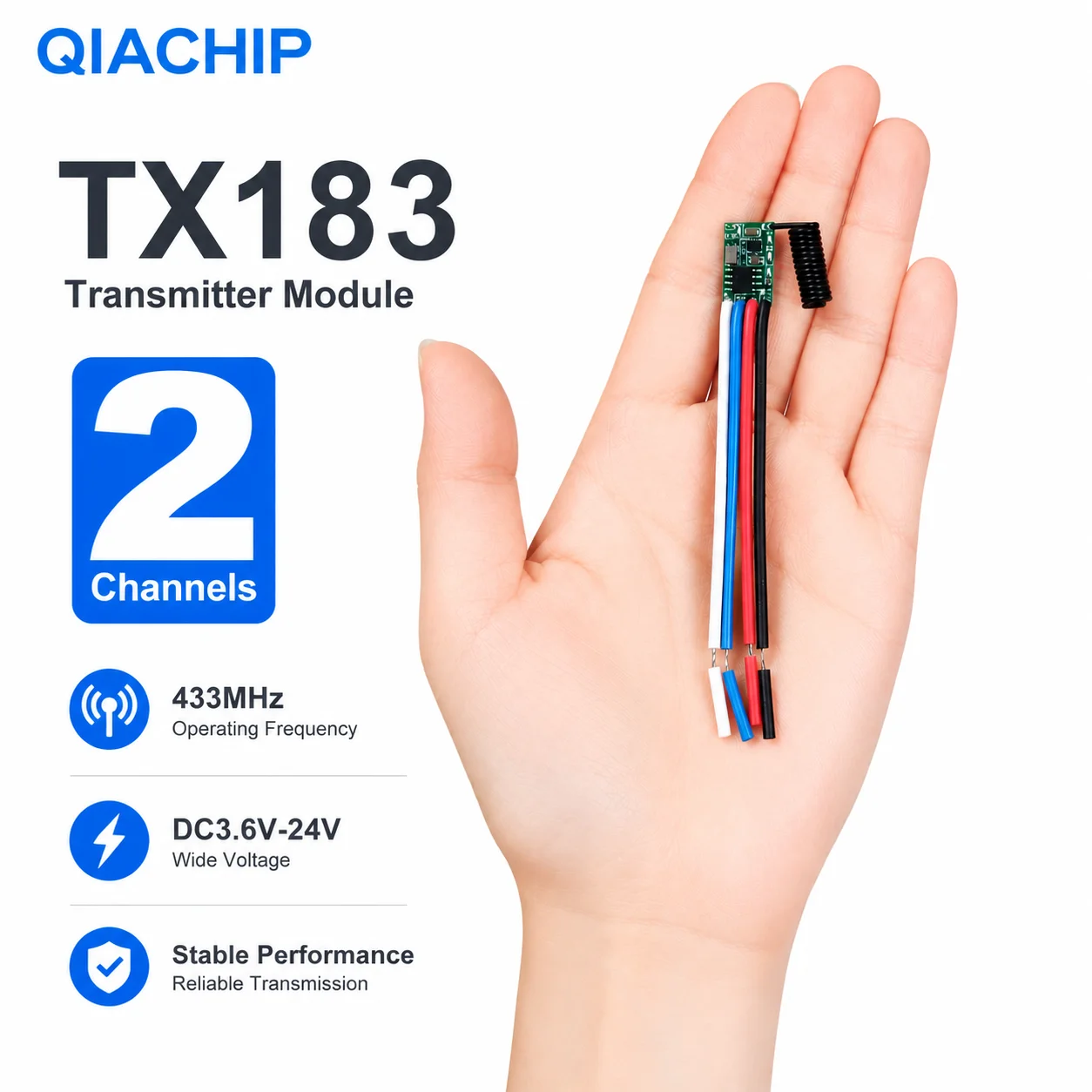 QIACHIP 2CH 433Mhz RF Wireless Transmitter Modul DC 12V 3V 5V 24V 433.92MHz Output For Remote Controls 1527 Encoding