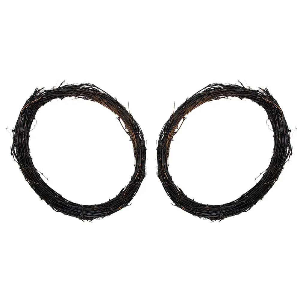 

2 Pcs Christmas Grapevine Wreath Halloween Forms Crafts Party DIY Natural Hoops Branch