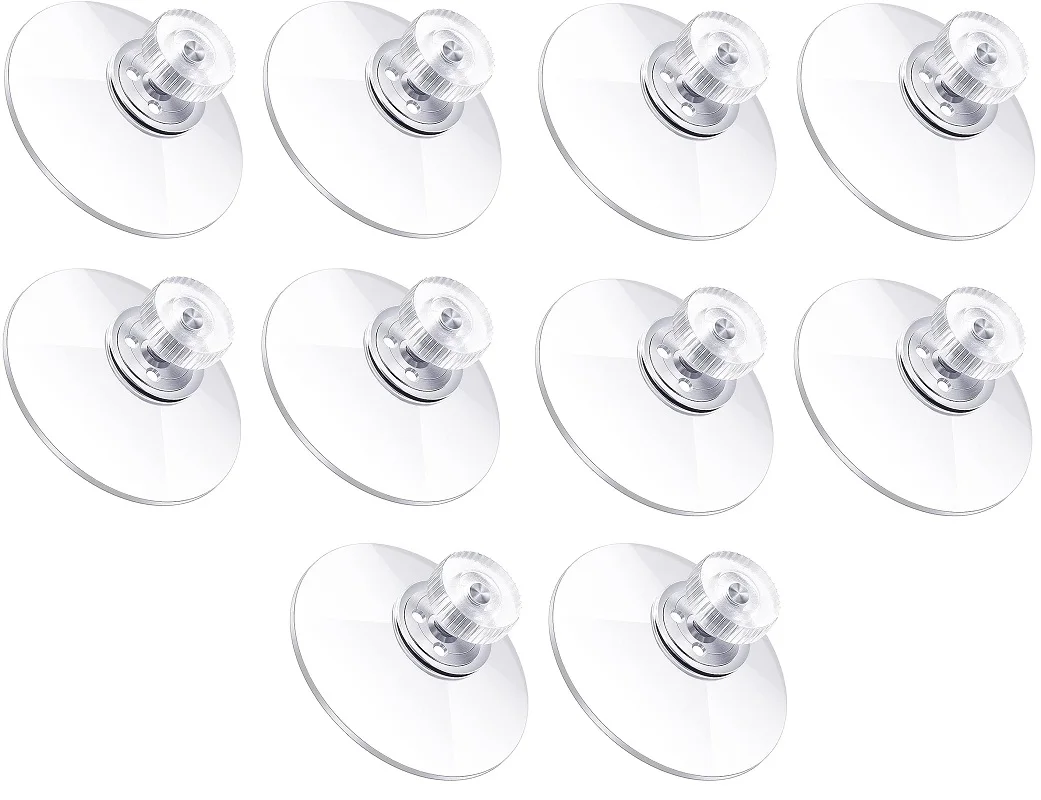 10Pcs 40mm Suction Cup Plastic Pads Clear PVC Sucker Strong Adhesive Holder with Screw Nut for Car Shade Cloth Glass Bathroom