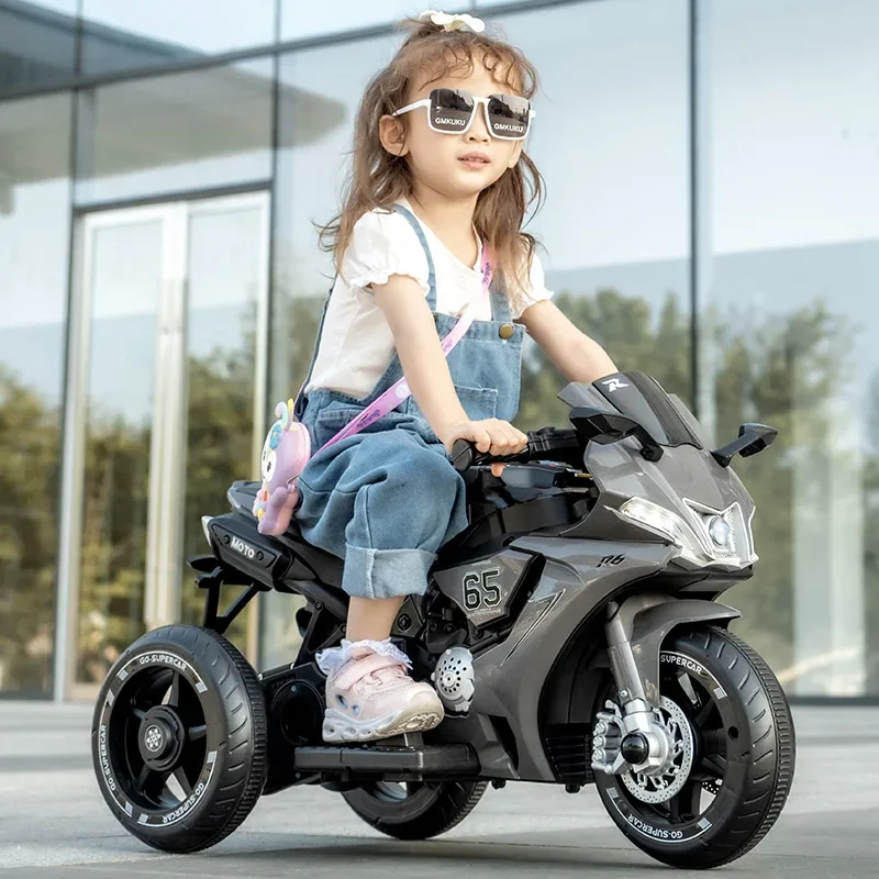 Motocicleta infantil de controle remoto de movimentação dupla, brinquedo grande, bateria de carregamento, carga de 6V, 50kg