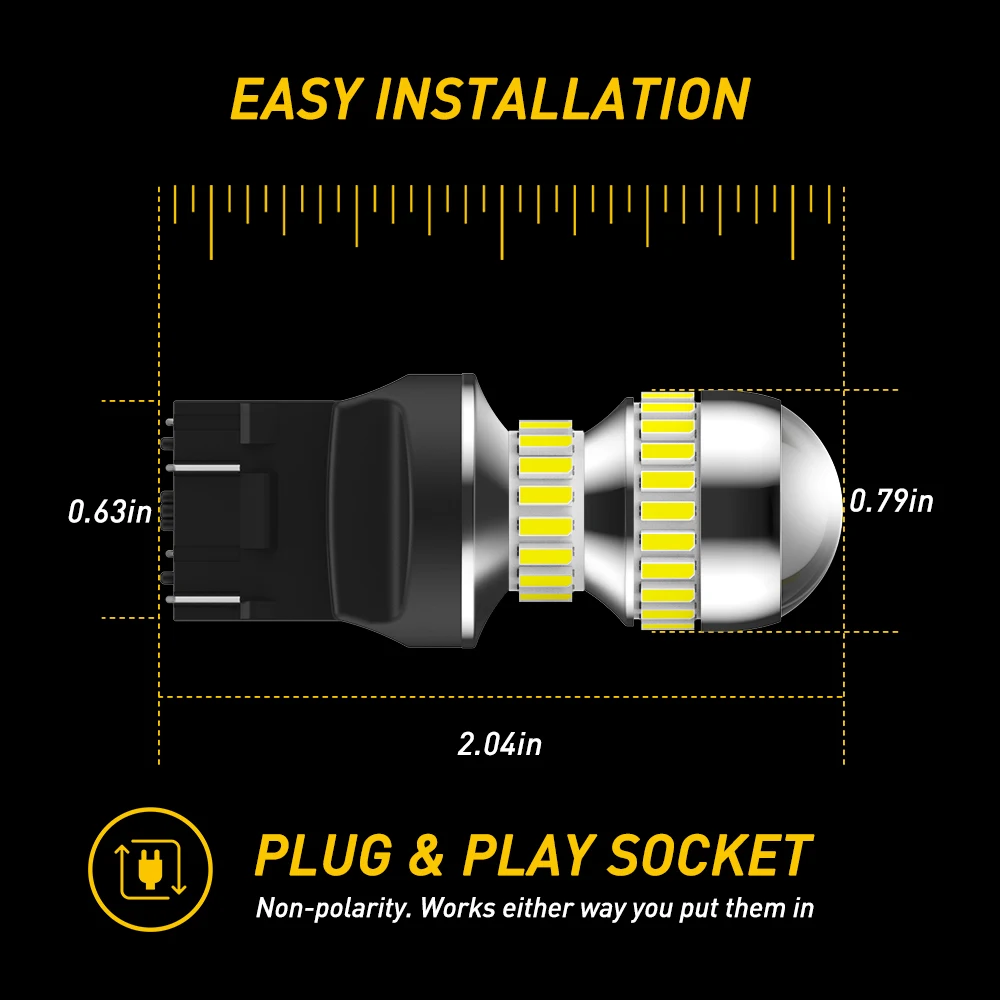 AUXITO 2 قطعة 7443 W21/5 واط T20 LED لمبة أضواء مع HD العارض عدسة 6000 كيلو أبيض أحمر أصفر العنبر 7440 للسيارة عكس الذيل مصباح