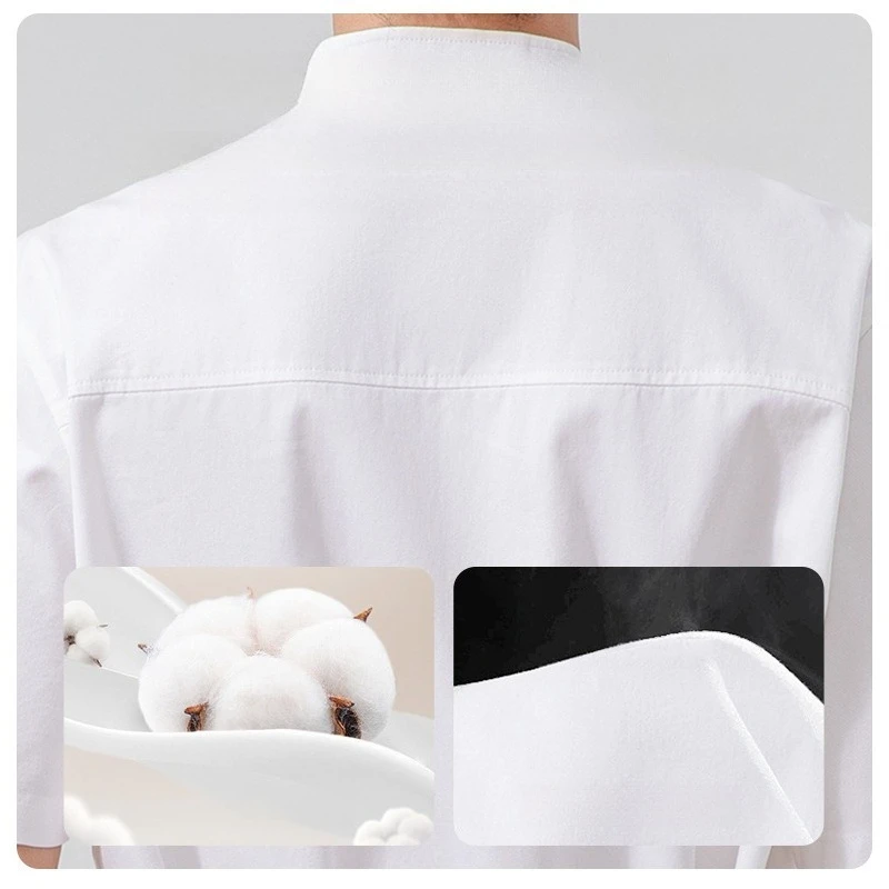 Uniforme de Chef en coton de qualité supérieure, manches courtes, cuisine d'été, Restaurant, hôtel, Chef de Chef, respirant, grande taille, vêtements de travail de cuisine