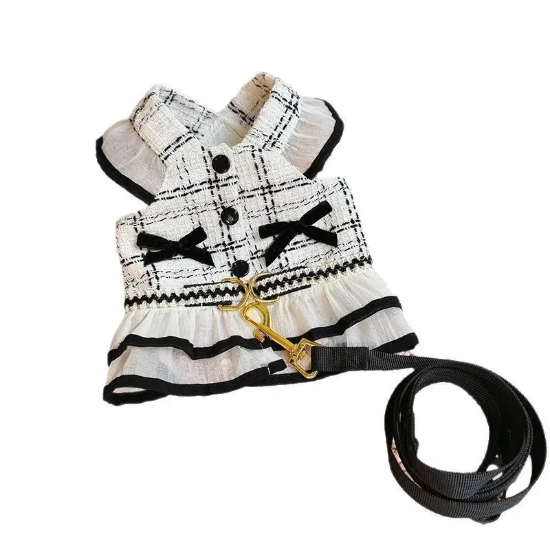 Coleção Primavera Verão: Conjunto de Coleira Peitoral e Roupa para Cães Pequenos (Teddy, Bichon, Pomeranian) e Outros Tipos de Cães
