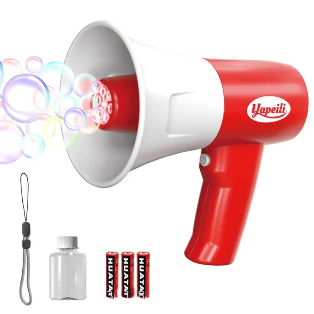 เครื่องทำฟองสบู่อัตโนมัติ 2-in-1 รูปทรงแตร อเนกประสงค์ พร้อมไฟ LED และเสียงเพลง ไมโครโฟนฟองสบู่