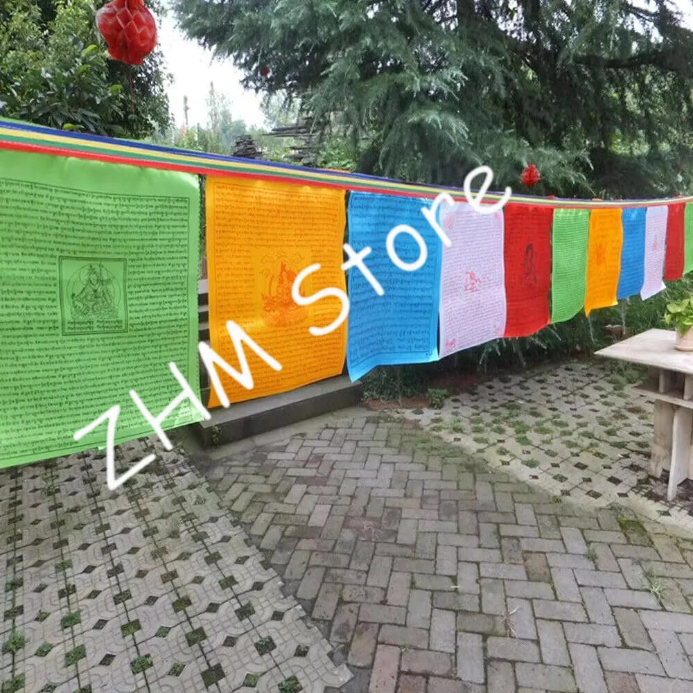 7 Meters Tibetan Buddhist Prayer Flags Outdoor Meditation Traditional 11x14 inches 20pcs Flags Per String