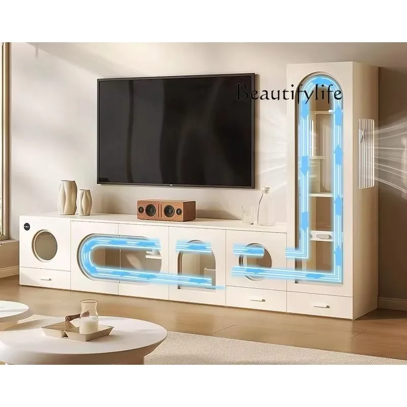 Y45 Cat Villa With Hidden Cage Customizable Indoor Pet Furniture, Multi-Functional Design Space-Saving TV Cat Cabinet - Horizont