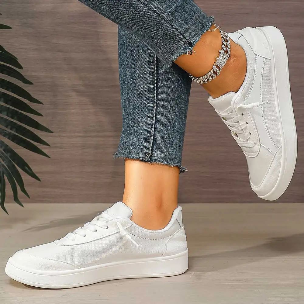 Women's Fashionable White Sneakers, Versatile for All Seasons, Street Casual Style Sneakers, Comfortable Shallow Low-Top Soft-Soled Lightweight Breathable Large-Size Women's Shoes, Halloween and Christmas Gifts for Loved Ones.