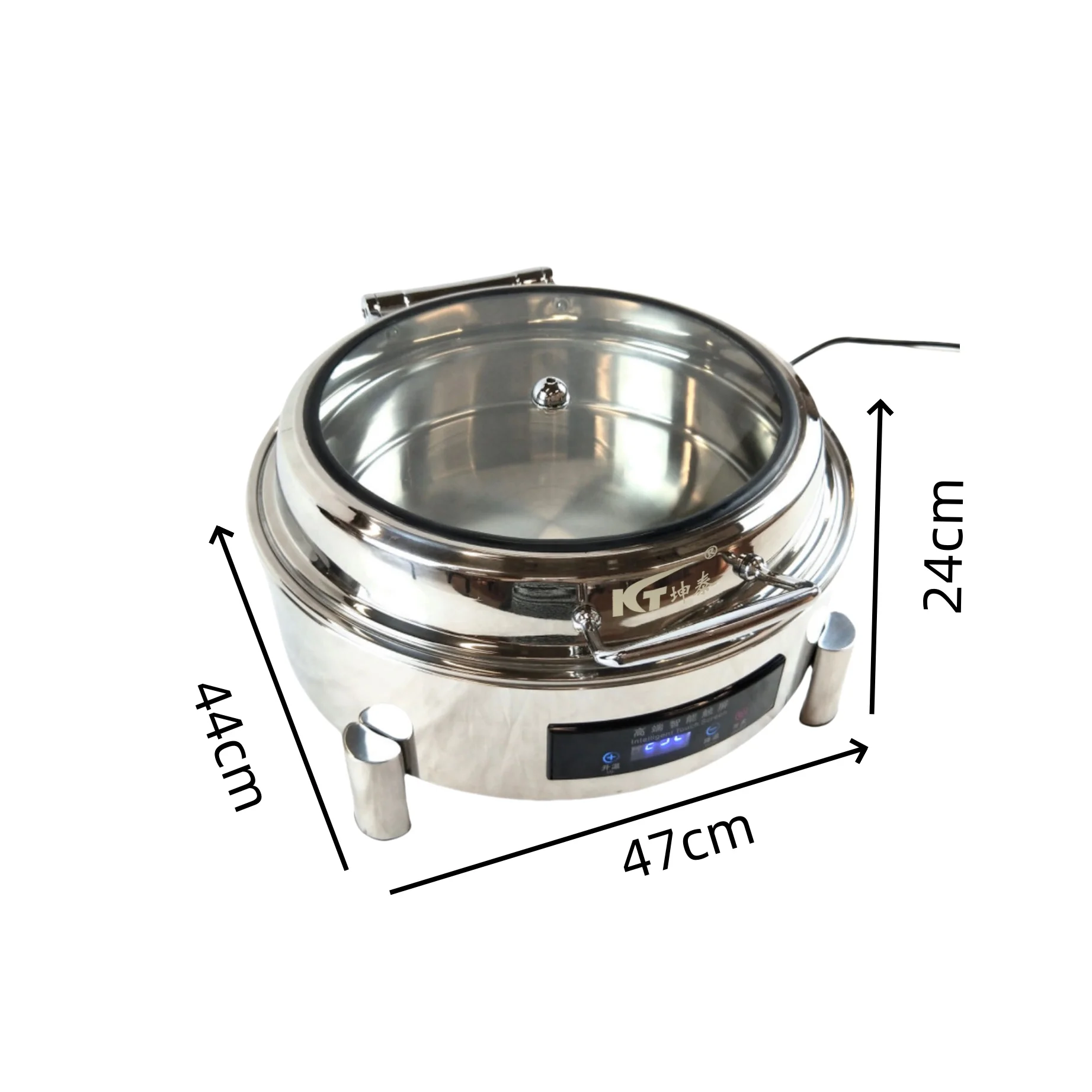 Electric Silver Catering Equipment Buffet Heating Pots Set Stainless Steel Round Chafing Dish 6L for Hotel Use