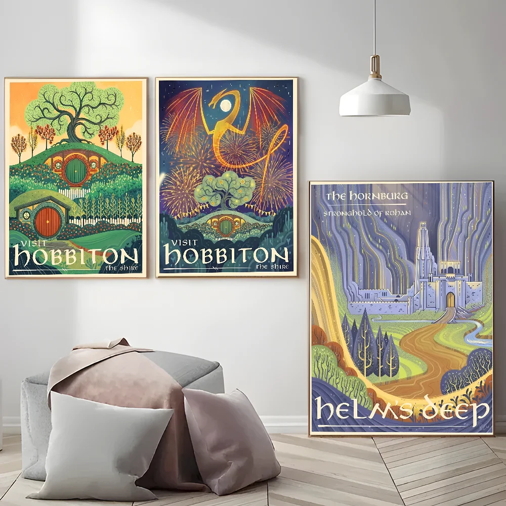 Tolkien Wall Art Vintage Landscape  Classic Movie Posters Vintage Room Bar Cafe Decor Nordic Home Decor