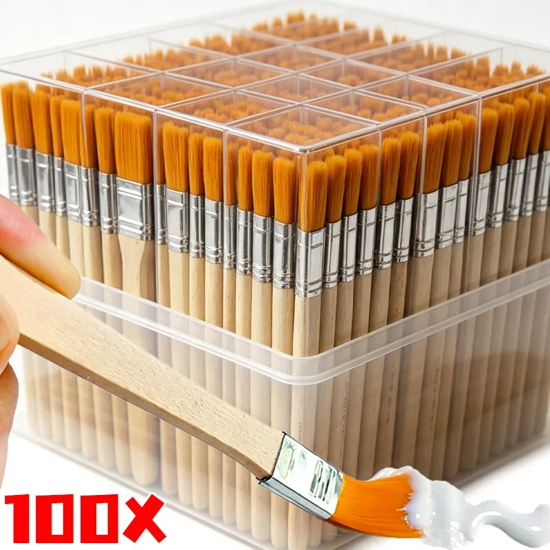 Wooden Handle Nylon Bristle Paint Brush Nylon Bristle Oil Painting Brushes Oil Painting Watercolor Drawing Dusting Cleaning Tool