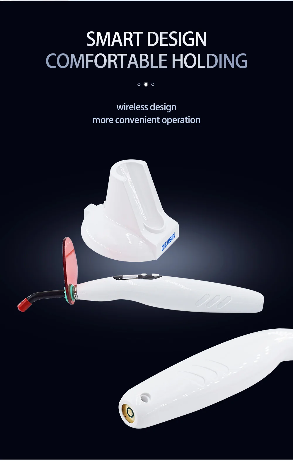 High Power Wireless Dental LED Curing Light 1200~1500mW/cm² Resin Cure Unit