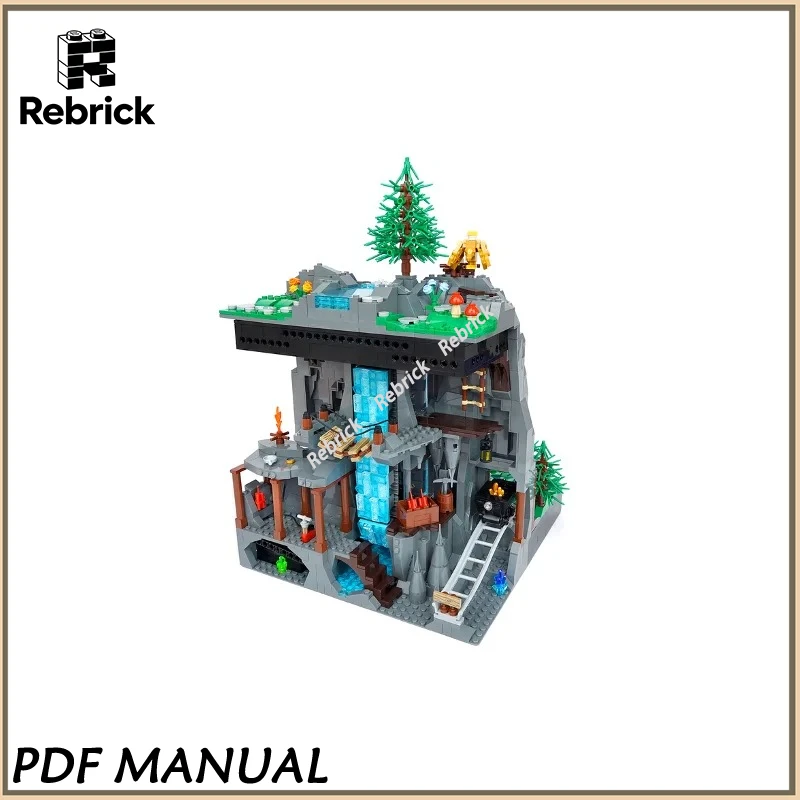 

Dynamic Working Waterfall MOC Building Blocks, Creative Nature Landscape Scene for Adult Enthusiasts