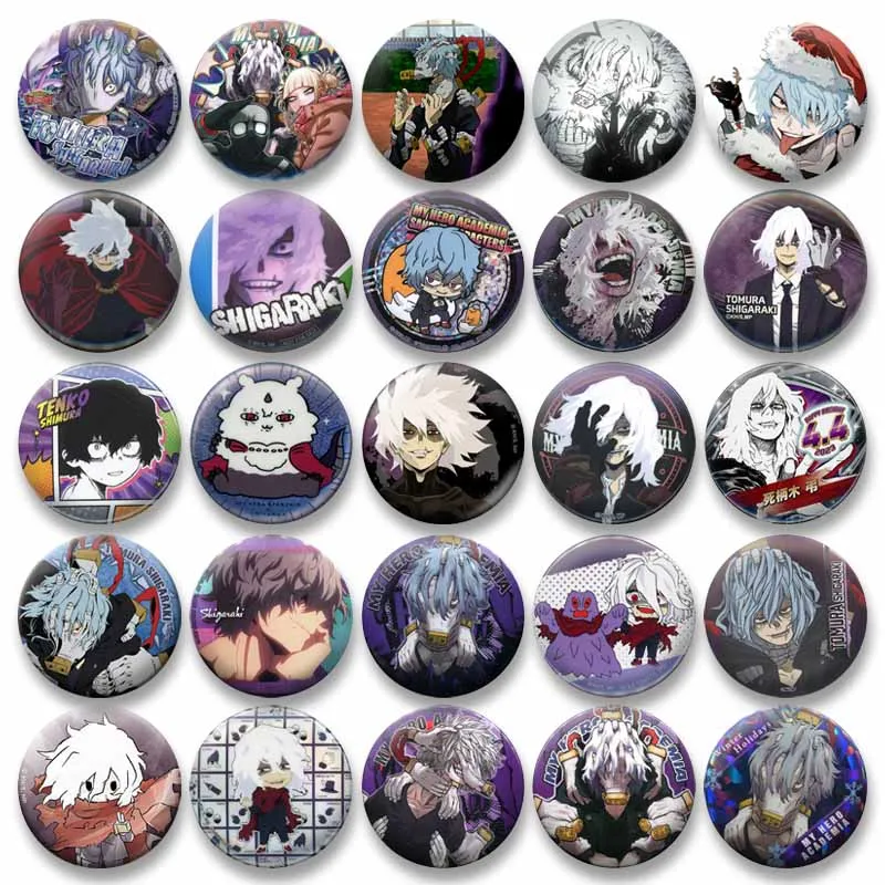 Cartoon Character Shigaraki Tomura Badge Custom Round Snap-in Brooch Exquisite Anime Enamel Pins Backpack Accessory Jewelry Gift