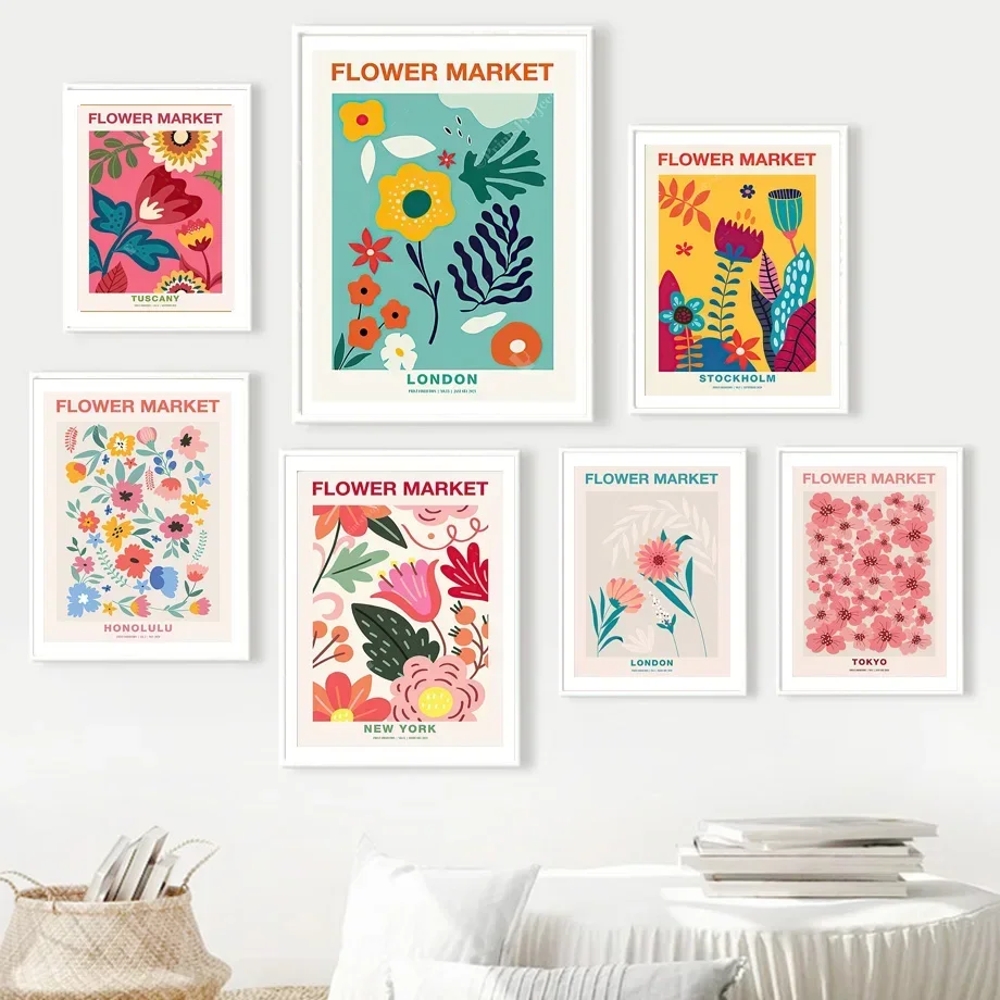 Wall Art Prints Canvas Painting New York Madrid Matisse Retro Tokyo Flower Market Nordic Poster Decor Pictures For Living Room