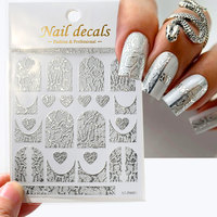 1/6pcs 5D Bronzing Silver Snake Print Nail Art Stickers Sexy Snake Skin Manicure Decals Self-Adhesive 8*10cm Manicure Sliders Y8