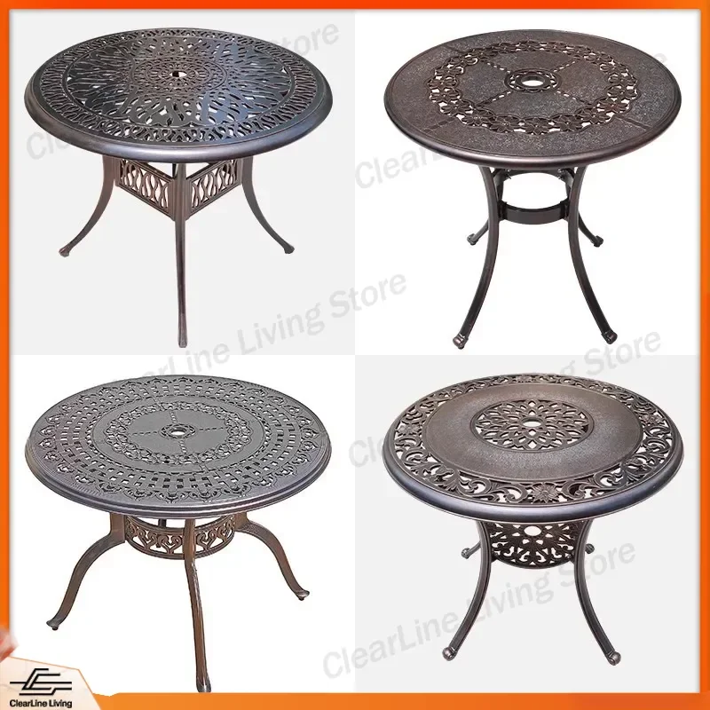 Cast Aluminum Outdoor Table and Chair Set Small Round Coffee Table for Garden Courtyard Balcony Patio Leisure Furniture Batch