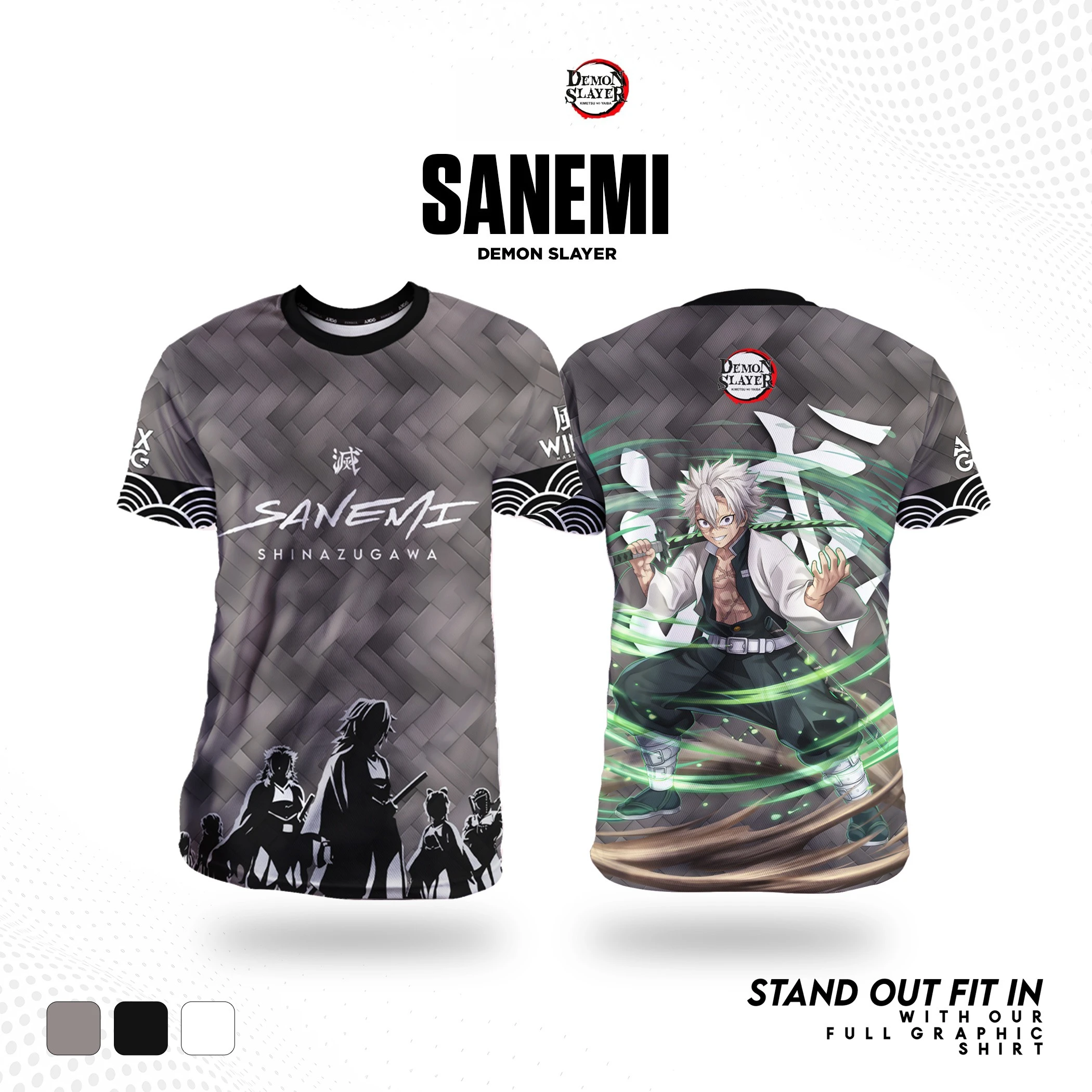 Demon Slayer Sanemi Shinazugawa Anime Herren/Damen T-Shirts 2026 Neue Sommermode Lässiges Rundhals-Oberteil Kurzarm-T-Shirt für Herren und Kinder