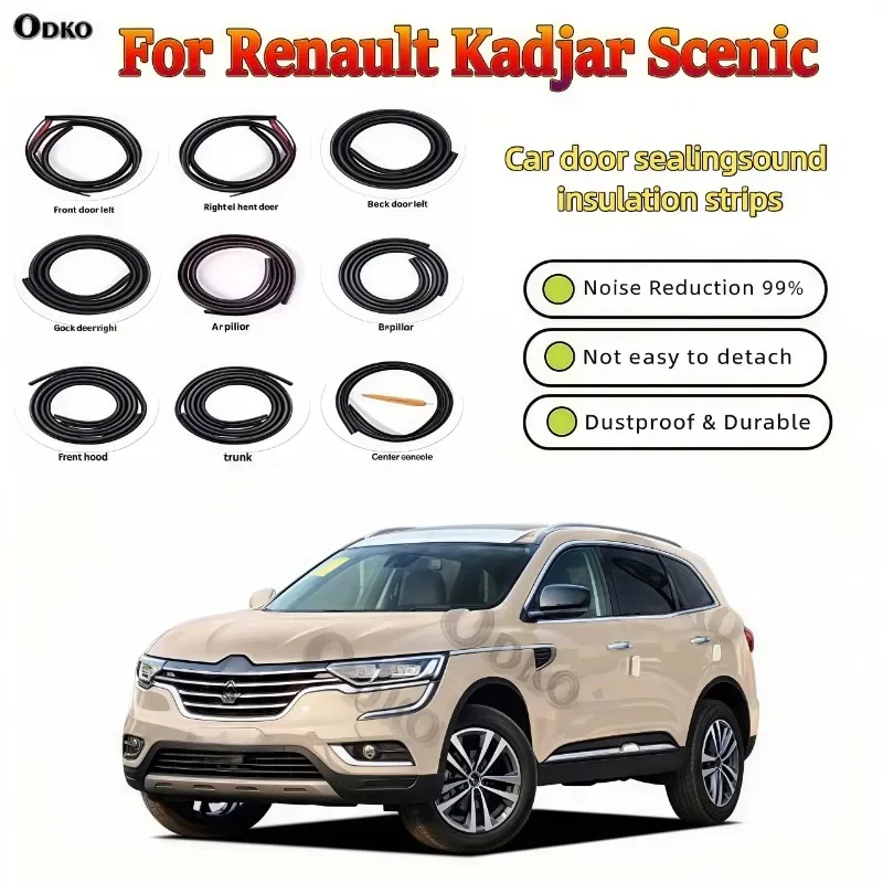 Car Door Seal Strip Rubber Noise Insulation Dustproof Seal Strip For Renault Kadjar Scenic Megane Sandero Espace Car Accessories